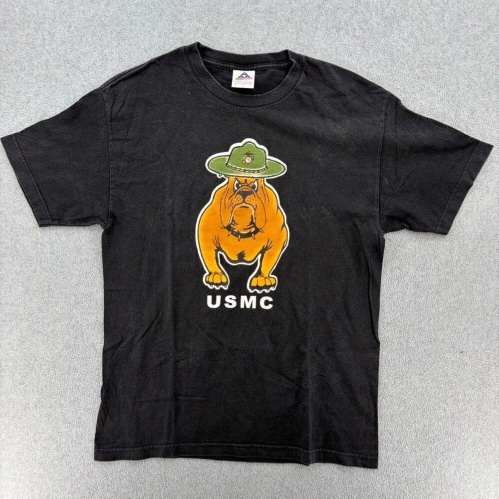 USMC Vintage Bulldog Drill Instructor T Shirt Large Black Marine Corps